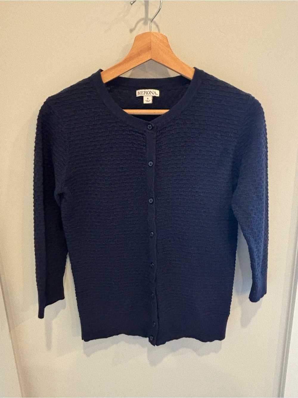 Merona Navy Textured Button-Front Cardigan